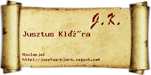 Jusztus Klára névjegykártya