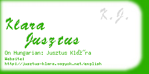 klara jusztus business card